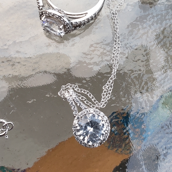 3 Piece Set: Sterling, White Lab Sapphire - Picture 1 of 11